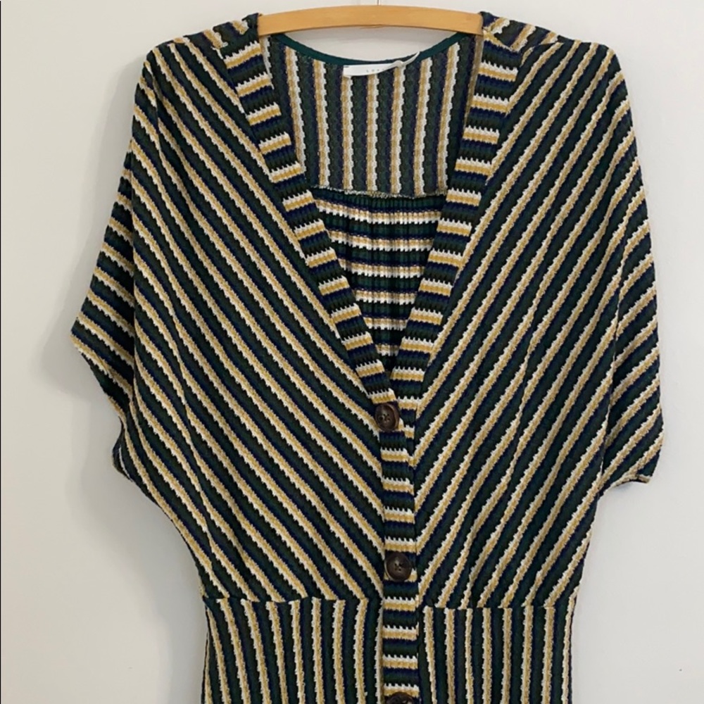 LUSH | Green Striped Button Down Dress